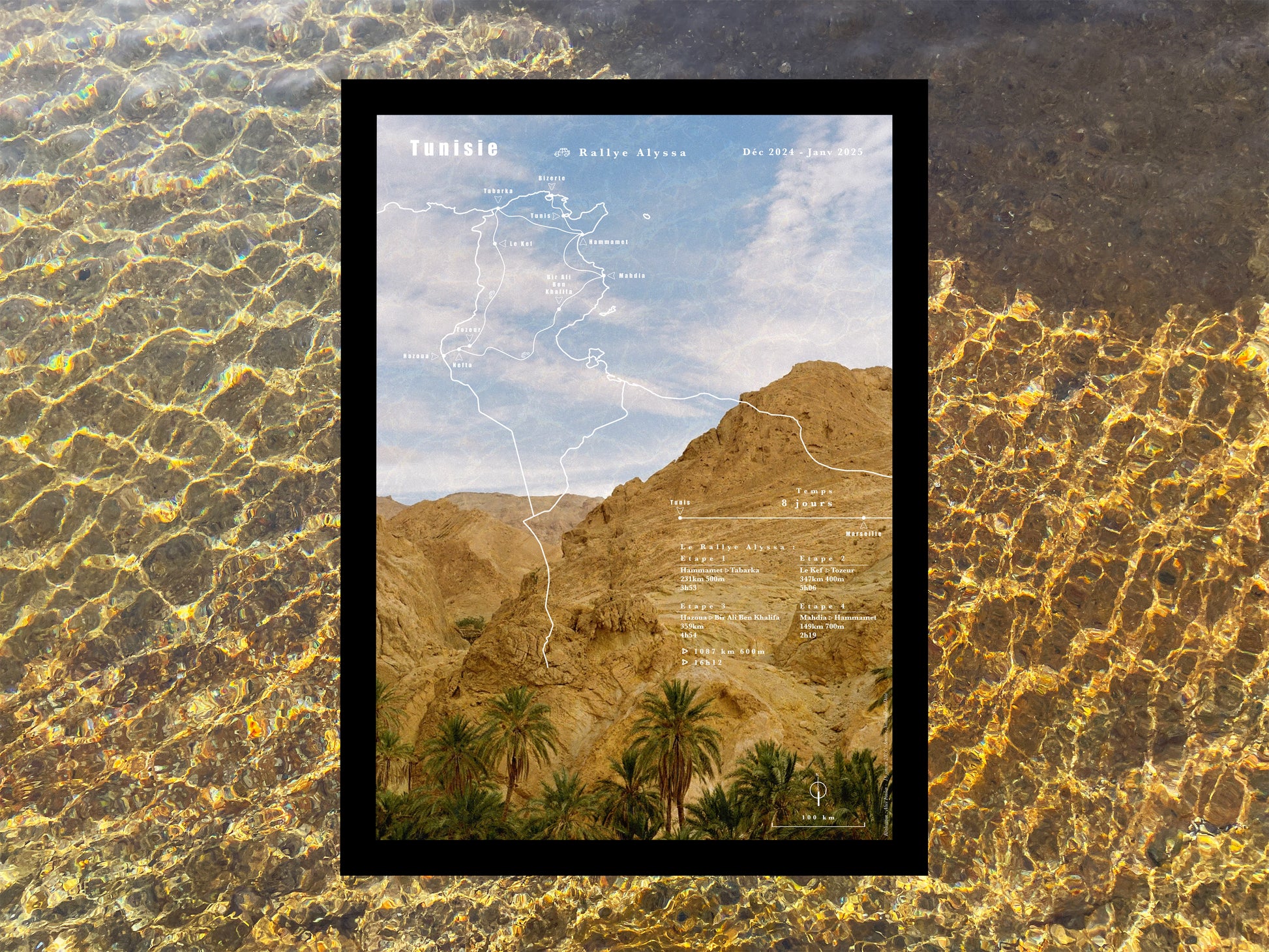 Carte de voyage personnalisée sur mesure. Itinéraire de voyage. Souvenir unique. Cartographie sur photographie, photo. 