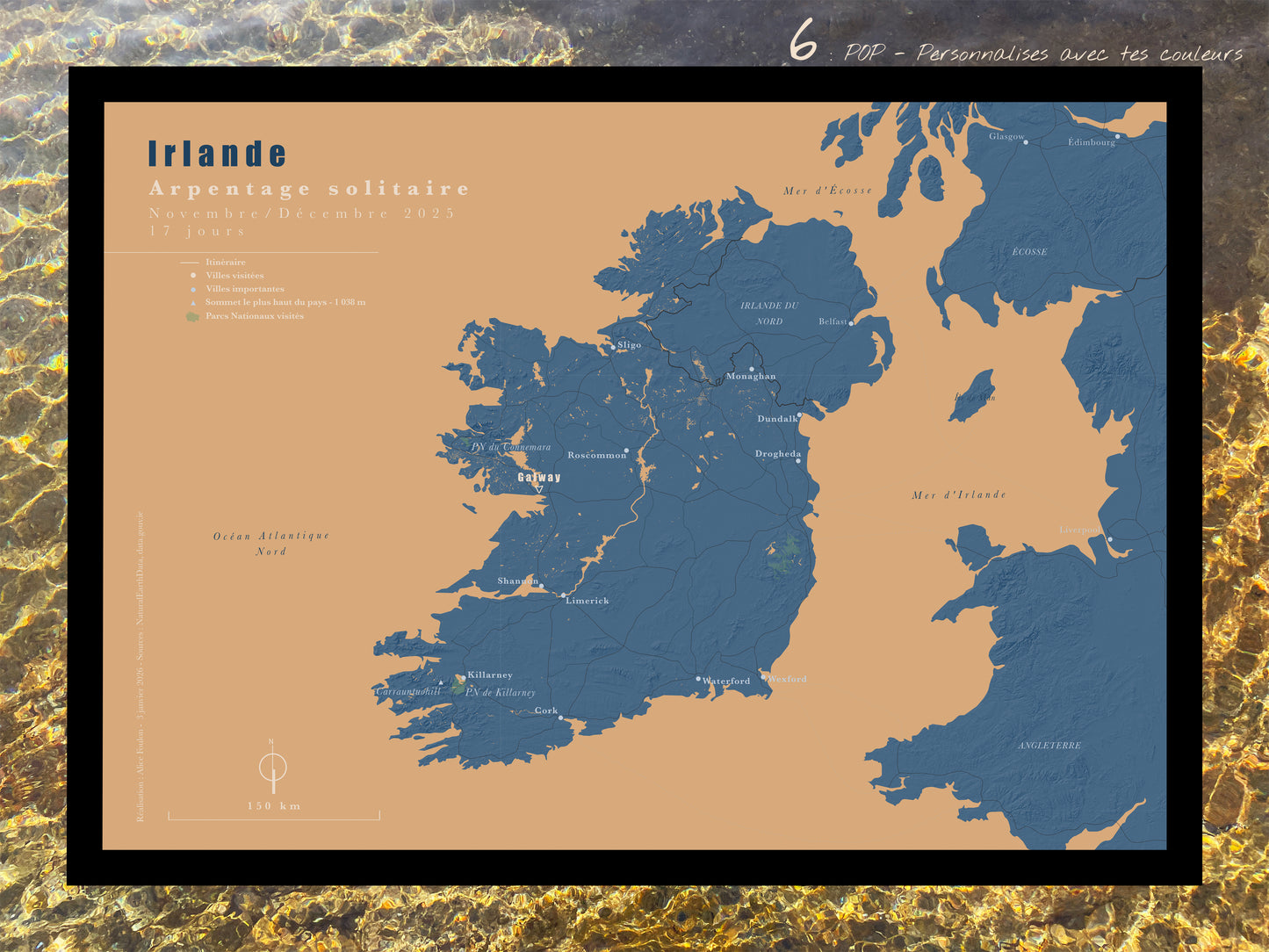 Carte de voyage personnalisée sur mesure sur graphisme et sur photographie